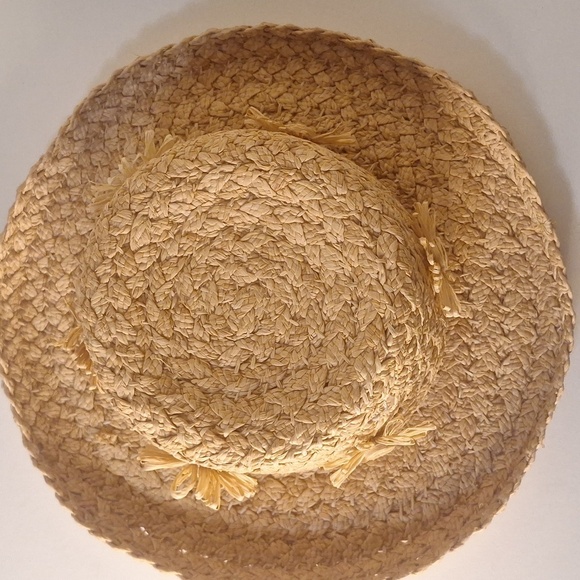 Laura Ashley Vintage Straw Boater Hat - Picture 4 of 6